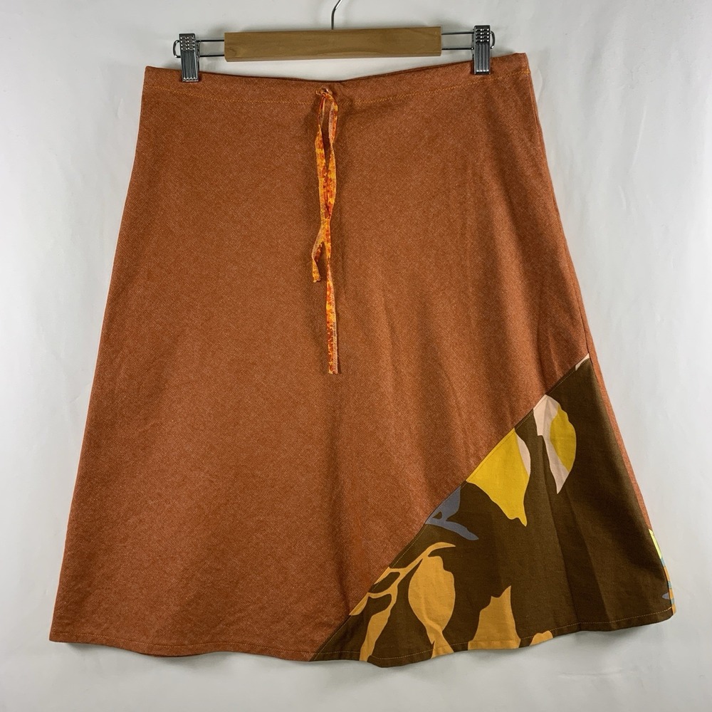 Handmade Artisan Patchwork Skirt Size M/L Boho Indie Granola Eclectic Drawstring